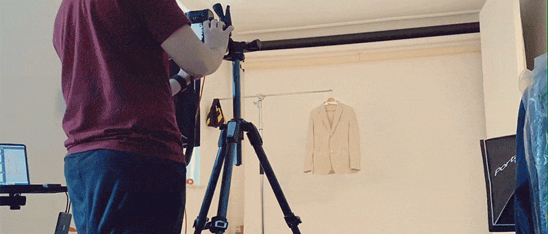 Photographer Ira Giorgetti shooting fashion e-commerce photography remotely for Connolly England